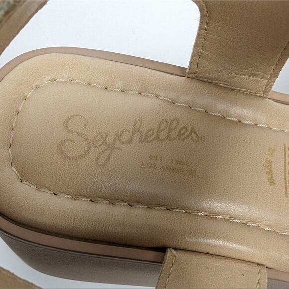 Seychelles Nude High Alert Leather Ankle Wedge Sandal Size 7.5 - Picture 9 of 9